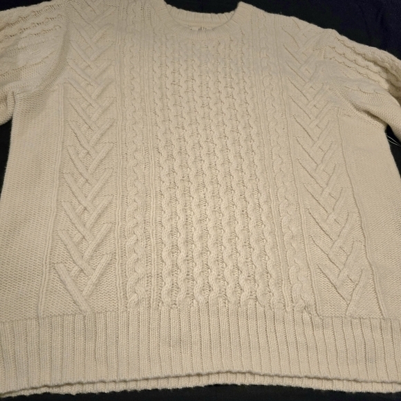 AE77 American Eagle Men's Fisherman Crewneck Cashmere Sweater Cream‎ NWT Size XL - Picture 9 of 13